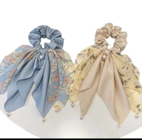 Summer floral Pattern Long Tail Scrunchies
